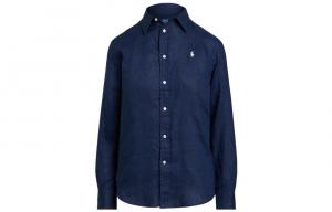 Женская свободная льняная рубашка Polo Ralph Lauren, синий