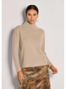 MADELEINE Элегантный вязаный свитер со стоячим воротником-стойкой, бежево-меланжевого цвета