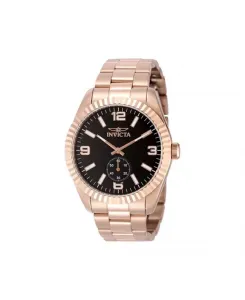 Мужские кварцевые многофункциональные часы 49392 с черным циферблатом Invicta, gold