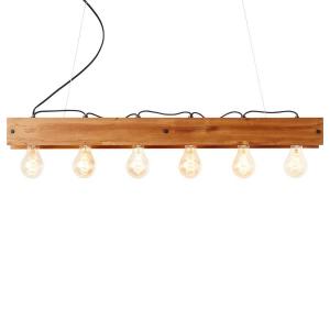 Подвесной светильник Brilliant Calandra II, частично цельная сосна / железо - 6-пламенная