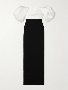 Двухцветное платье Sian из крепа и фая с открытыми плечами Solace London, черный