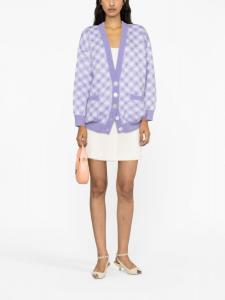 Alessandra Rich клетчатый кардиган со стразами, белый