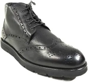 Мужские ботинки Baldinini из мягкой черной кожи с меховой отделкой для зимы, оксфорды с декоративной перфорацией, черный