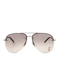 Солнцезащитные очки Saint Laurent Classic 11M Aviator, цвет Shiny Silver & Gradient Grey