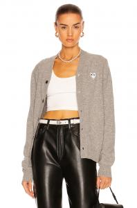 Кардиган с белым сердцем Comme Des Garcons Play, Light Grey