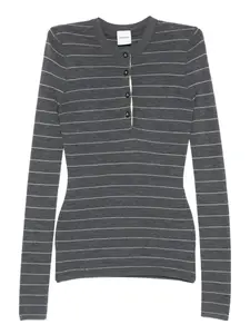 Полосатый топ на пуговицах Nanushka, серый