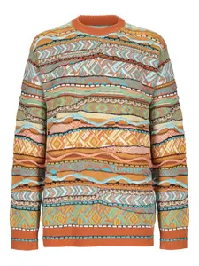 Свитер с геометричным узором Laneus, оранжевый