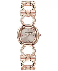 Женские часы-браслет Swiss Double Gancini с розовым золотым ионным покрытием, 25 мм Ferragamo