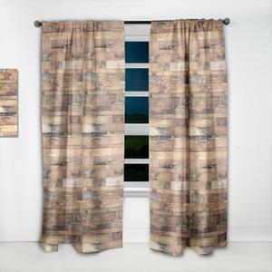 Шторы с принтом Designart Wood Planks, коричневый