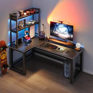 Игровой стол Naijia (Naijia) L-образный, левый, 120x80 см, с полкой 70 см, цвет Carbon Fiber