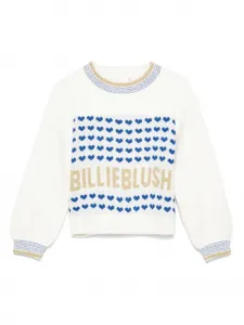 Свитер вязки интарсия с логотипом Billieblush, белый