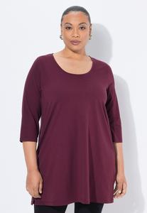 Топ Ulla Popken 3/4 SLEEVE ROUND NECK, Dark Claret/Berry