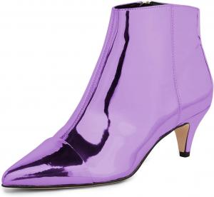 Женские модные ботильоны Miss Left с металлическим блеском, невысокий каблук типа «kitten», закрытый острый носок, боковая молния, стильные осенние ботинки, размеры 4-16 US, Light Purple