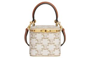 CELINE Сумка-бокс Триумф из телячьей кожи Мини женская бежево-белая