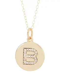 18-Дюймовое ожерелье из 14-каратного золота с диском и гравировкой в виде кристалла Adornia, gold-b