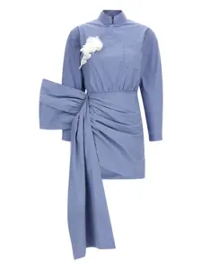 Мини-платье с боковым бантом на завязках Self-Portrait, синий