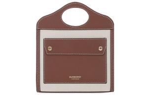 Burberry Сумка из хлопкового холста с кожаным карманом, сумка через плечо, мини-сумка для женщин, коричневая