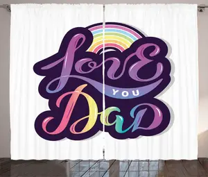 Штора в деревенском стиле ABAKUHAUS ко Дню отца, с красочным текстом в виде пузырьков, присборенная штора из тесьмы для спальни с петлями и крючками, 280 x 225 см, фуксия и разноцветный Abakuhaus