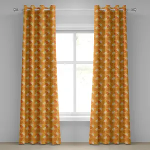 Шторы на люверсах ABAKUHAUS, оранжевые, с изображением силуэта осенних листьев, тема природы, декоративные двухпанельные шторы, 280 см x 225 см, цвет: оранжевый Abakuhaus