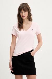 Хлопковая футболка Tommy Jeans, розовый