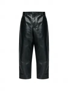 Кожаные брюки с накладными карманами Jil Sander, черный