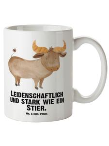 Кружка XL со знаком зодиака Телец и надписью белого цвета Mr. & Mrs. Panda