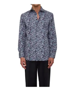 Синяя ромская рубашка с воротником Etro, синий