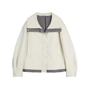 ELLE Куртка Women's Khaki Lapel Moderate Workwear