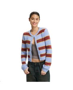 Женский роскошный кардиган с круглым вырезом COTTON ON, Dusk blue berry stripe