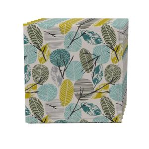 Набор салфеток из 4 шт., 100 % хлопок, 20x20 дюймов, абстрактные листья, нарисованные вручную.
