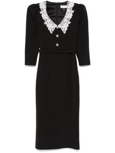 Платье миди NISSA с кружевным воротником, черный