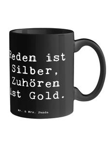 Кружка с надписью Решайте конфликты мирным путем черного цвета Mr. & Mrs. Panda