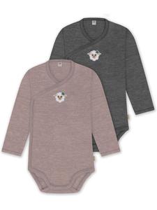 Normani Outdoor Sports Комплект из 2 органических детских боди с длинными рукавами, розового/антрацитового цвета