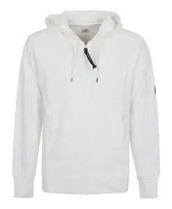 Белая толстовка с капюшоном на молнии, осень-зима 2025 C.P. Company, белый