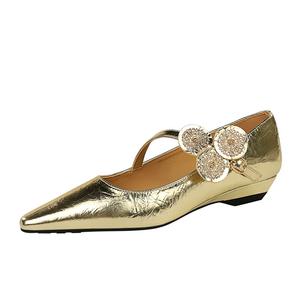Bamiti Как По Ровной Дороге Мэри Джейн Туфли Женские Золотые, цвет Gold