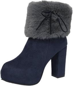 Женские ботинки больших размеров до щиколотки - Мягкие и теплые, эффект визуального удлинения, резиновая подошва - Подходят для повседневных прогулок Fusecottc, Blue