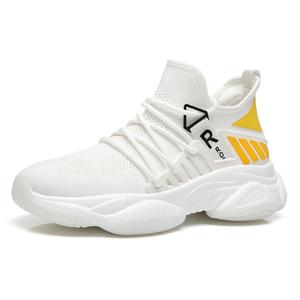 Нескользящие, износостойкие, дышащие, легкие, увеличивающие рост, повседневные мужские туфли средней высоты SENJIALUO, Yellow White