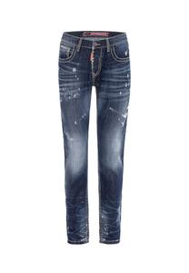 Джинсы со стильными элементами потертости Cipo & Baxx, синий