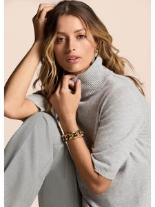 MADELEINE Роскошный вязаный свитер с высоким воротником серебристо-серого/меланжевого цвета