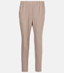 Узкие брюки из смесовой хлопковой ткани Brunello Cucinelli, Bleeker Beige