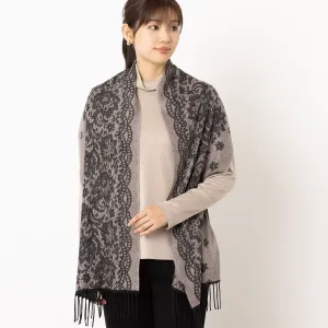 Жаккардовый шарф с кружевным узором Lobjie, цвет Black