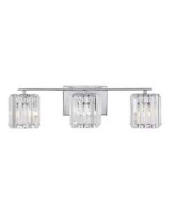 Классический гламурный светодиодный светильник для туалетного столика Coco Prism в винтажном стиле с тремя лампами Jonathan Y, silver-tone