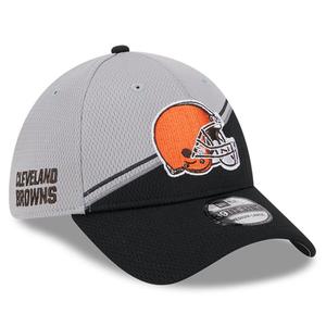 Мужская кепка New Era серо-черная Cleveland Browns 2023 Sideline 39THIRTY Flex Hat