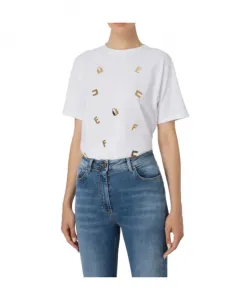 Свитера с круглым вырезом значками и буквами Elisabetta Franchi, белый