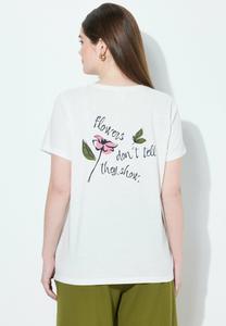 Футболка Ulla Popken FLOWER GRAPHIC, Off White/White