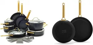 Набор кастрюль и сковородок GreenPan, 16 предметов, черный / золотой