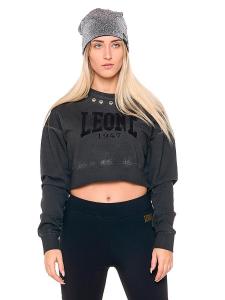 LEONE 1947 APPAREL Женская укороченная толстовка Black Ring с круглым вырезом