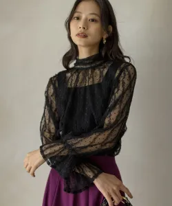 Блузка из тюля с оборками Suite L, цвет Black [005]