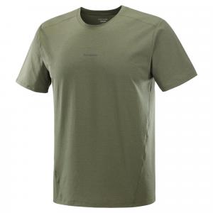 Salomon Мужская футболка, зеленая, с круглым вырезом, умеренно прямой крой