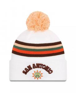 Мужская белая шапка San Antonio Spurs 2023/24 City Edition с манжетами и помпоном New Era